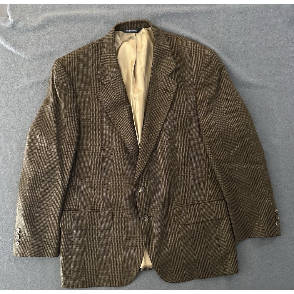 Vintage BURBERRY Brown Wool Tweed Blazer | Made in USA | Size 42R